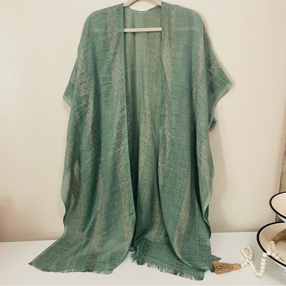 Pink | Yellow | Sage Textured Oversized Kimono Cover Up - Picture 7 of 13